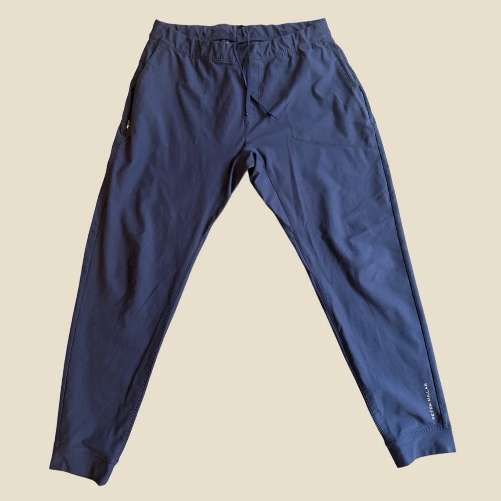 Peter Millar Crown Sport Mens Navy Blue Performance Joggers MA22EB301 Size L